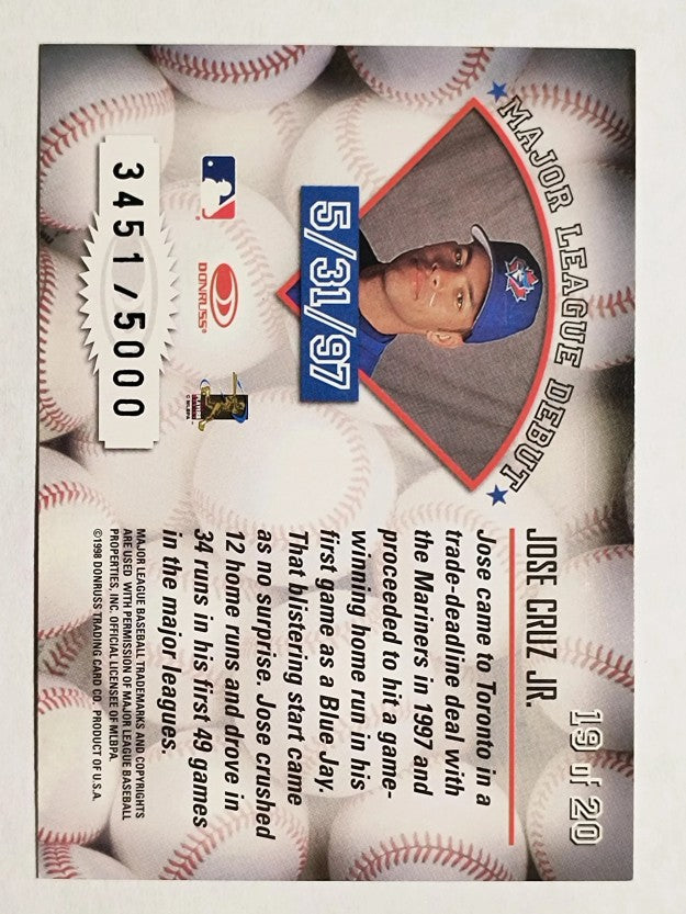 1998 Leaf Rookies and Stars Freshman Orientation #19 Jose Cruz Jr.