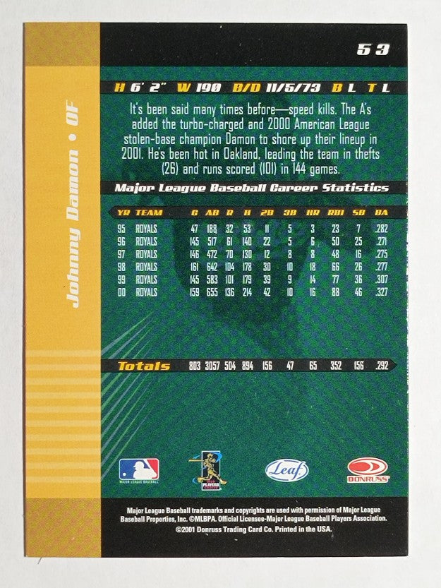 2001 Leaf Limited #53 Johnny Damon