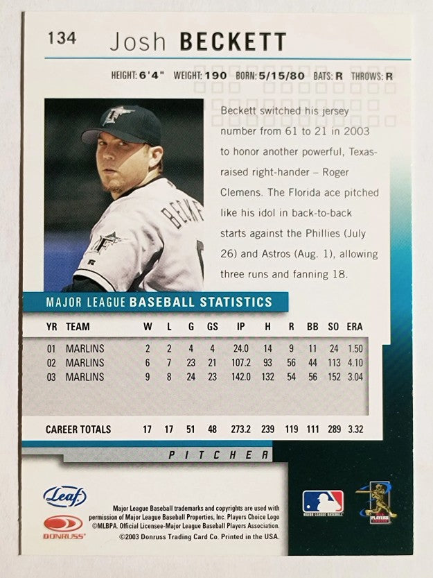 2004 Leaf #134 Josh Beckett