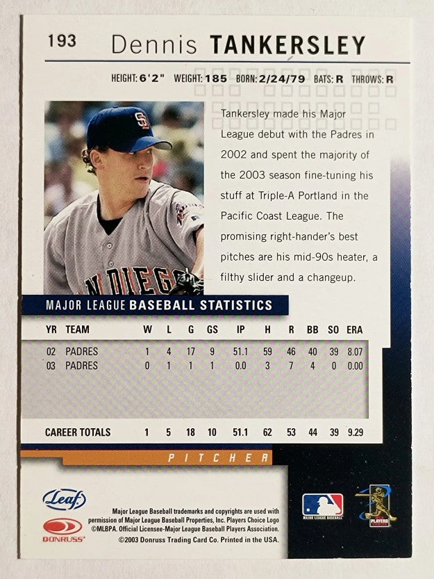 2004 Leaf #193 Dennis Tankersley