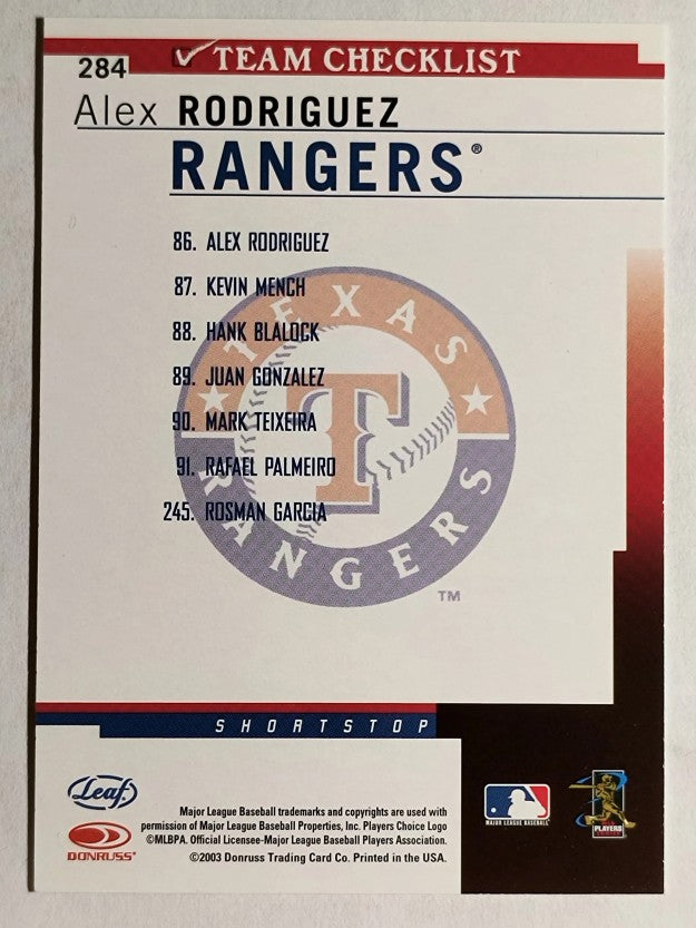2004 Leaf Press Proofs Red #284 Alex Rodriguez TC