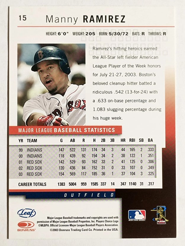 2004 Leaf Second Edition #15 Manny Ramirez