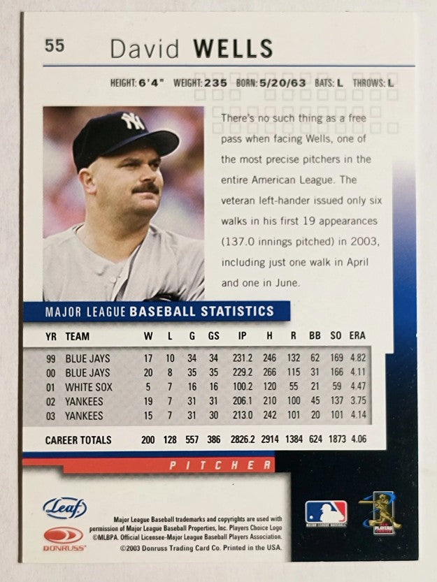 2004 Leaf Second Edition #55 David Wells