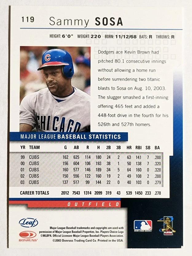 2004 Leaf Second Edition #119 Sammy Sosa