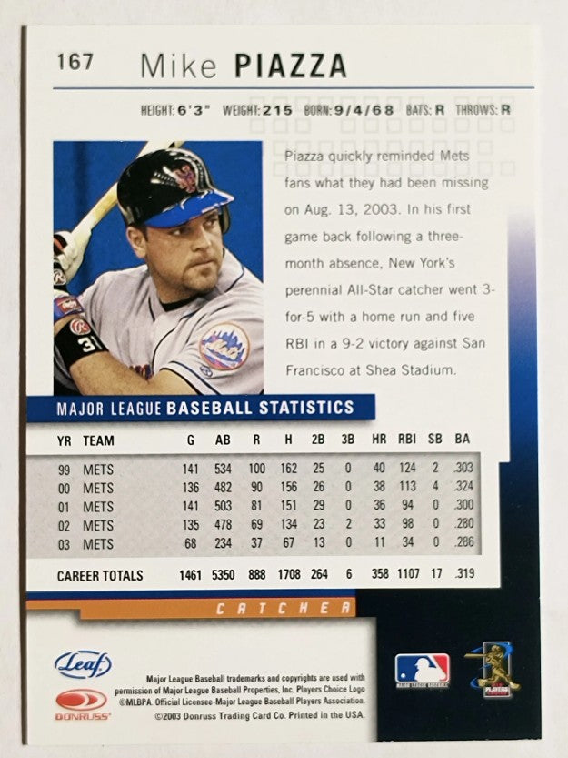 2004 Leaf Second Edition #167 Mike Piazza