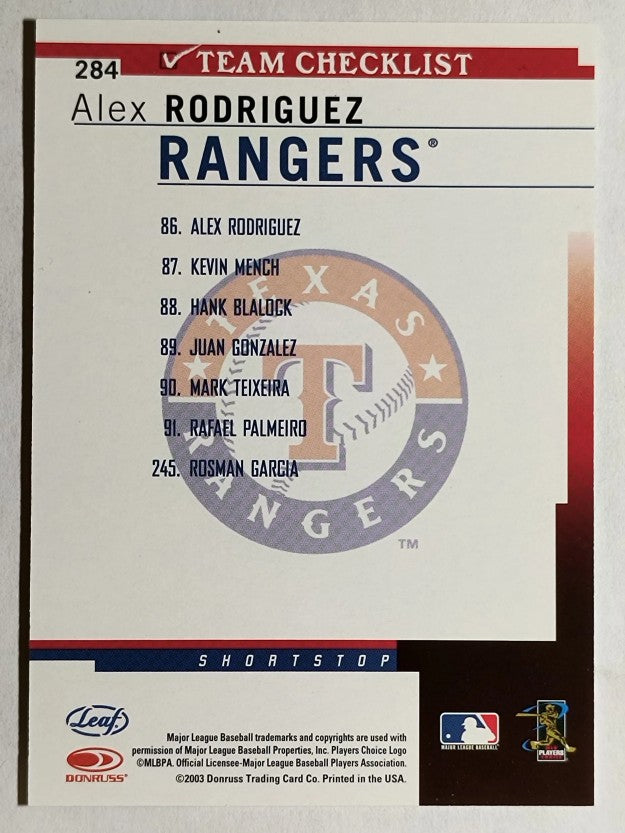 2004 Leaf Second Edition #284 Alex Rodriguez TC