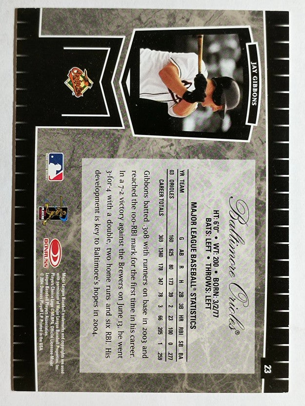 2004 Leaf Certified Cuts #23 Jay Gibbons