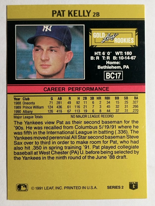 1991 Leaf Gold Rookies #BC17 Pat Kelly