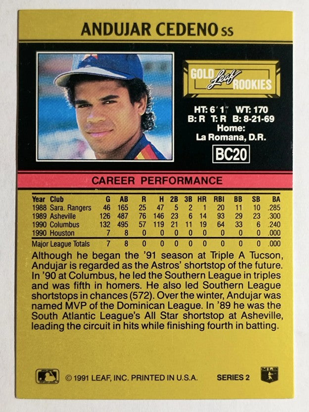 1991 Leaf Gold Rookies #BC20 Andujar Cedeno