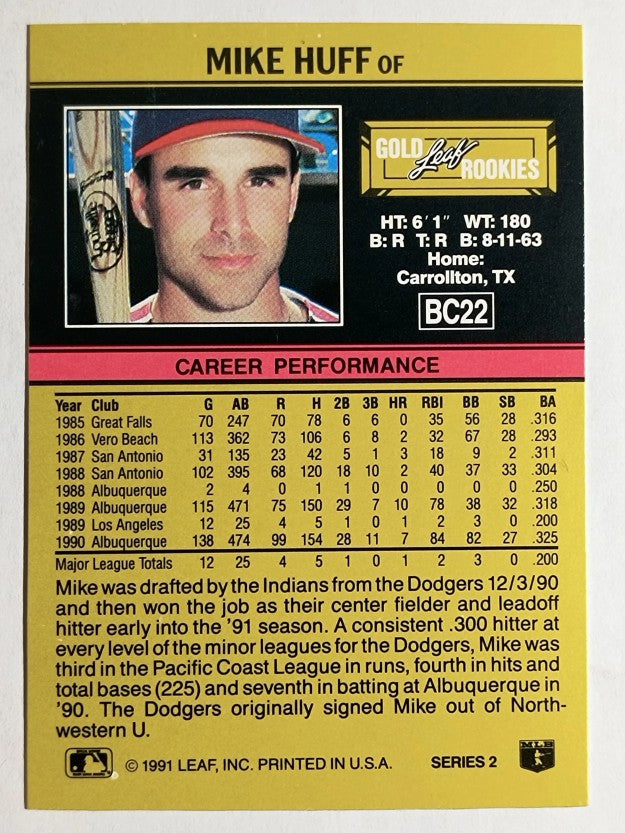1991 Leaf Gold Rookies #BC22 Mike Huff