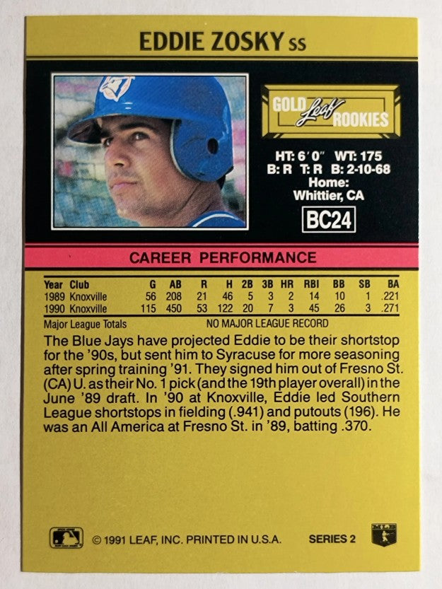 1991 Leaf Gold Rookies #BC24 Eddie Zosky