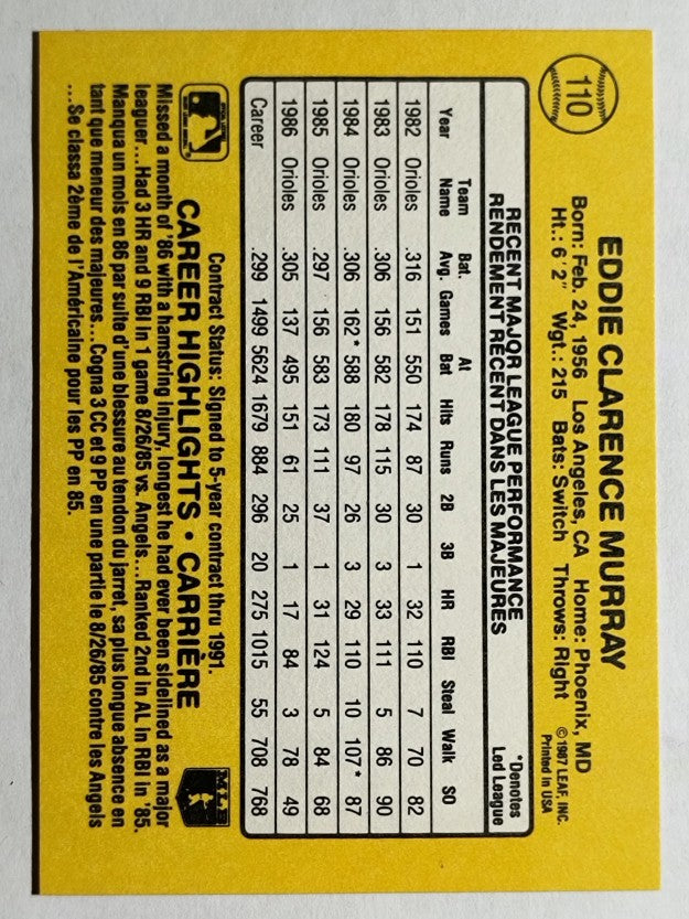 1987 Leaf/Donruss #110 Eddie Murray