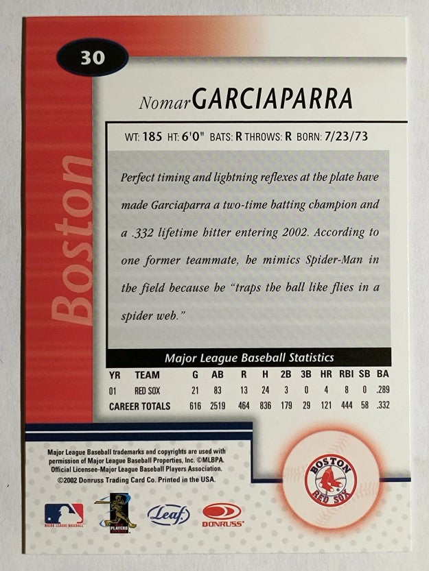 2002 Leaf Certified #30 Nomar Garciaparra