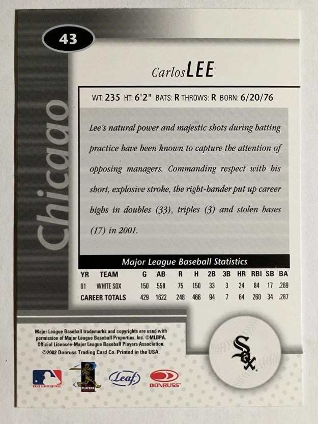 2002 Leaf Certified #43 Carlos Lee