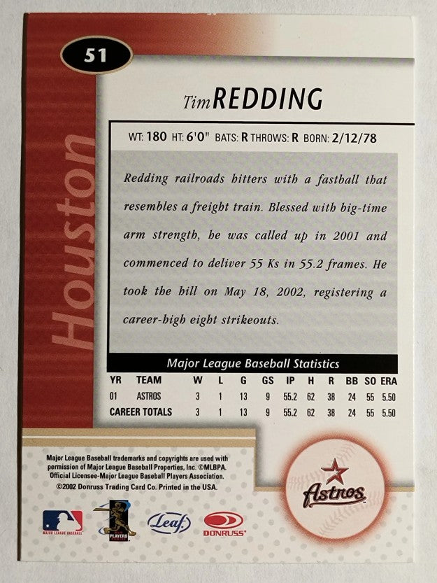 2002 Leaf Certified #51 Tim Redding