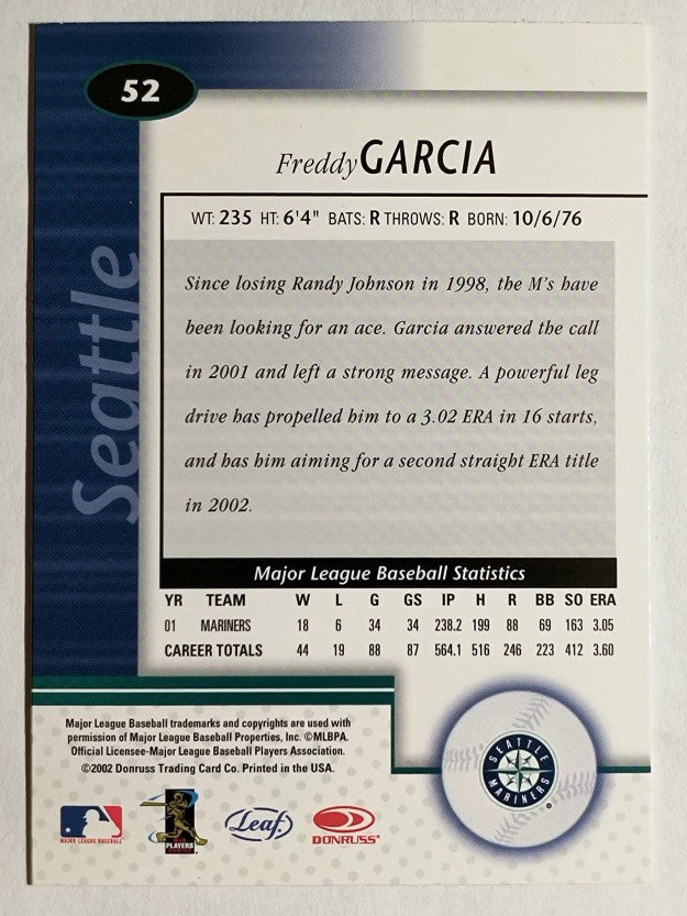 2002 Leaf Certified #52 Freddy Garcia