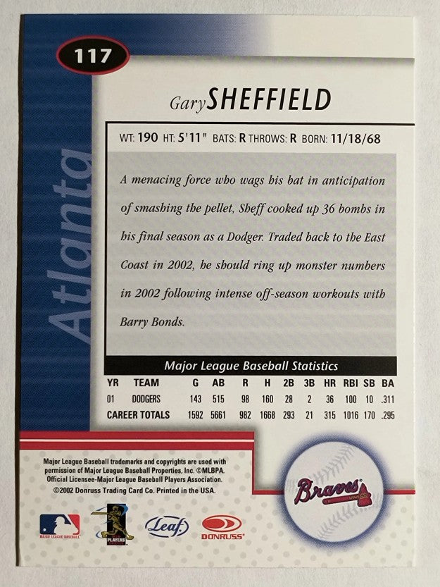 2002 Leaf Certified #117 Gary Sheffield