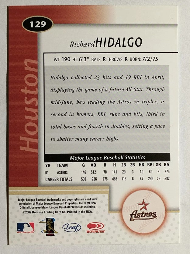 2002 Leaf Certified #129 Richard Hidalgo