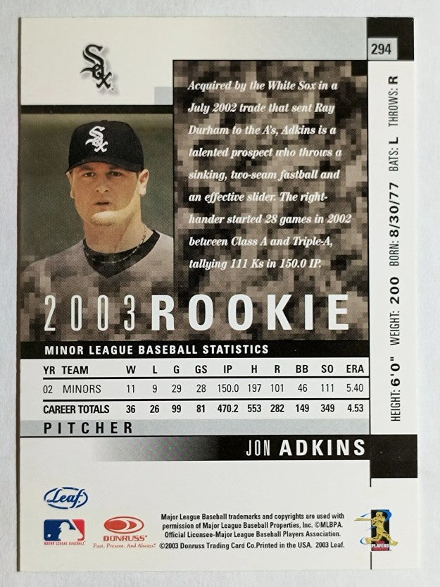 2003 Leaf #294 Jon Adkins ROO