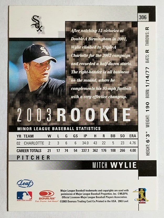 2003 Leaf #306 Mitch Wylie ROO