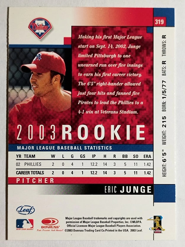 2003 Leaf #319 Eric Junge ROO