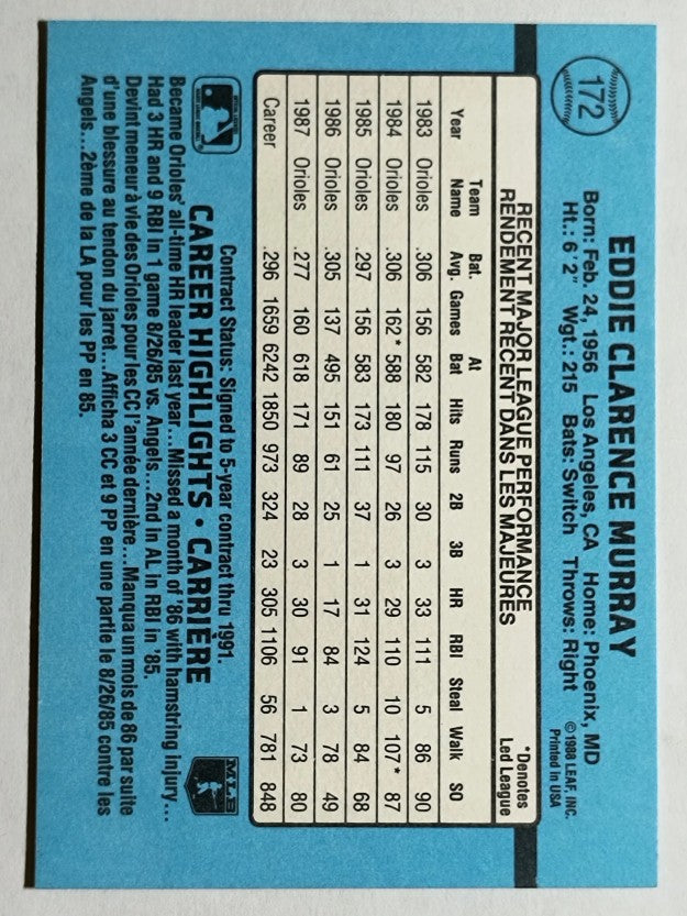 1988 Leaf/Donruss #172 Eddie Murray