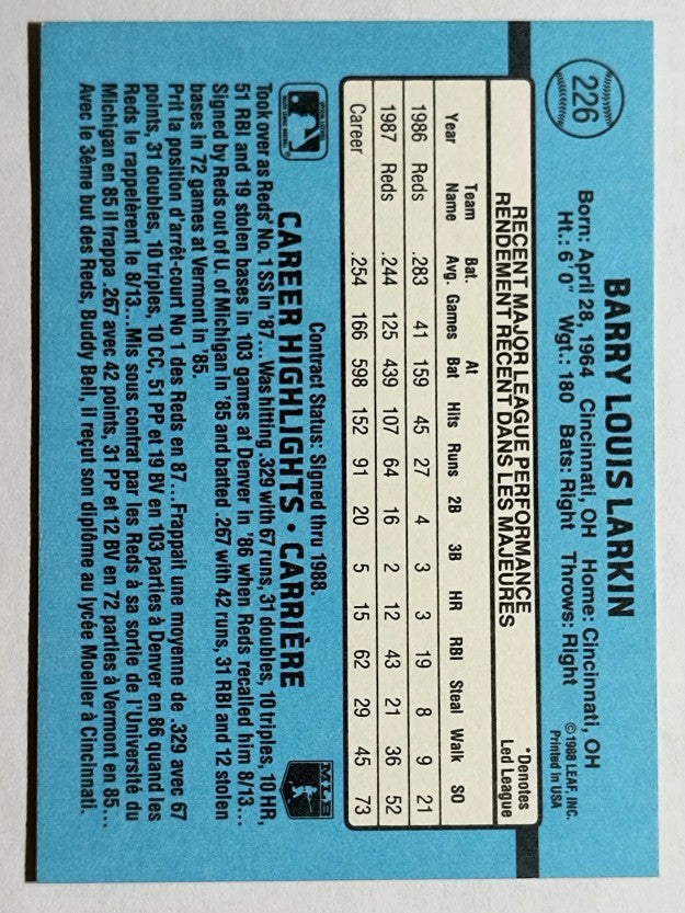 1988 Leaf/Donruss #226 Barry Larkin