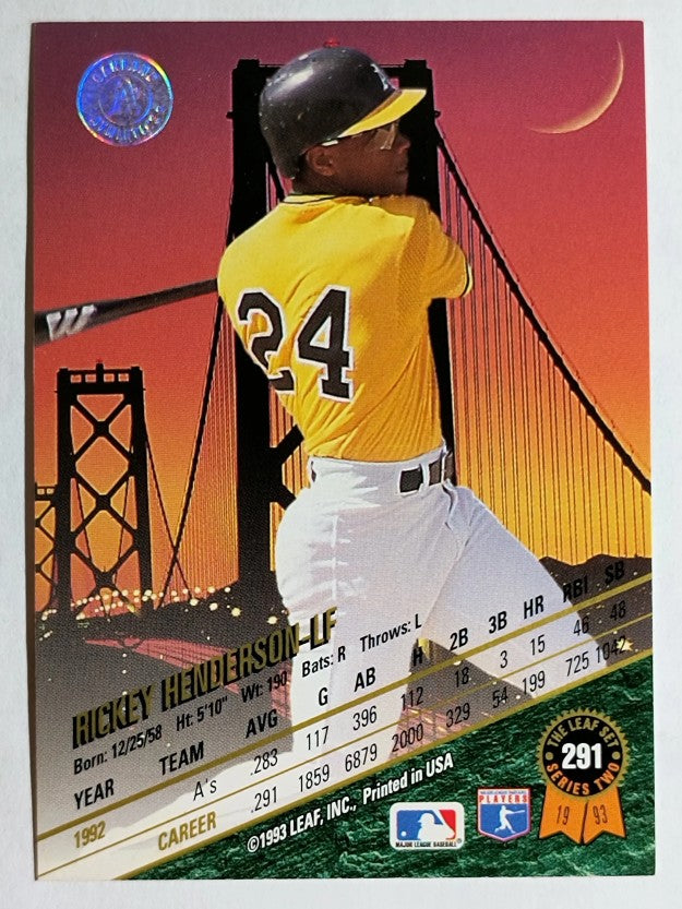 1993 Leaf #291 Rickey Henderson
