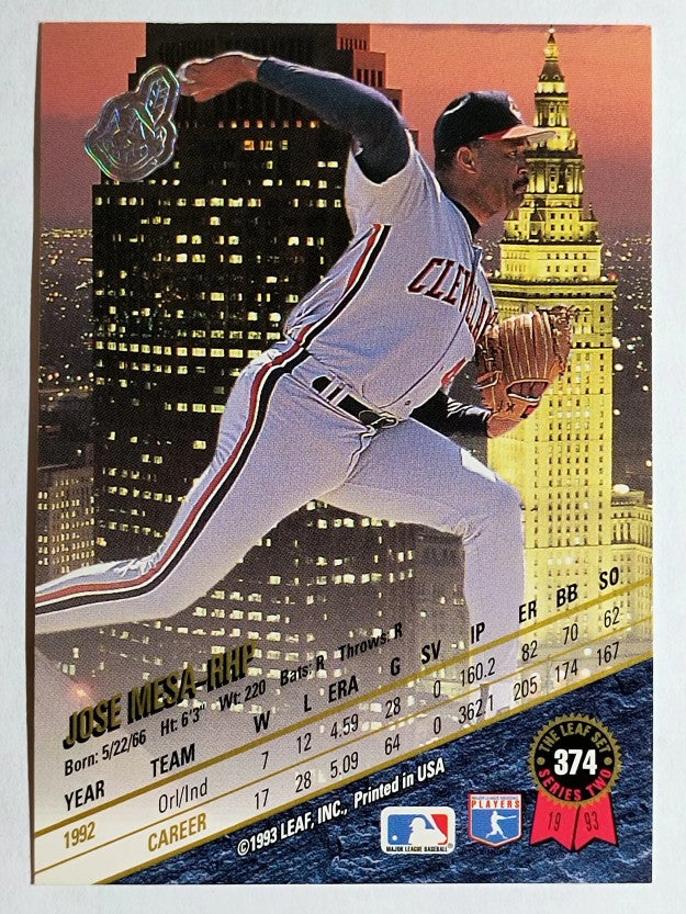 1993 Leaf #374 Jose Mesa