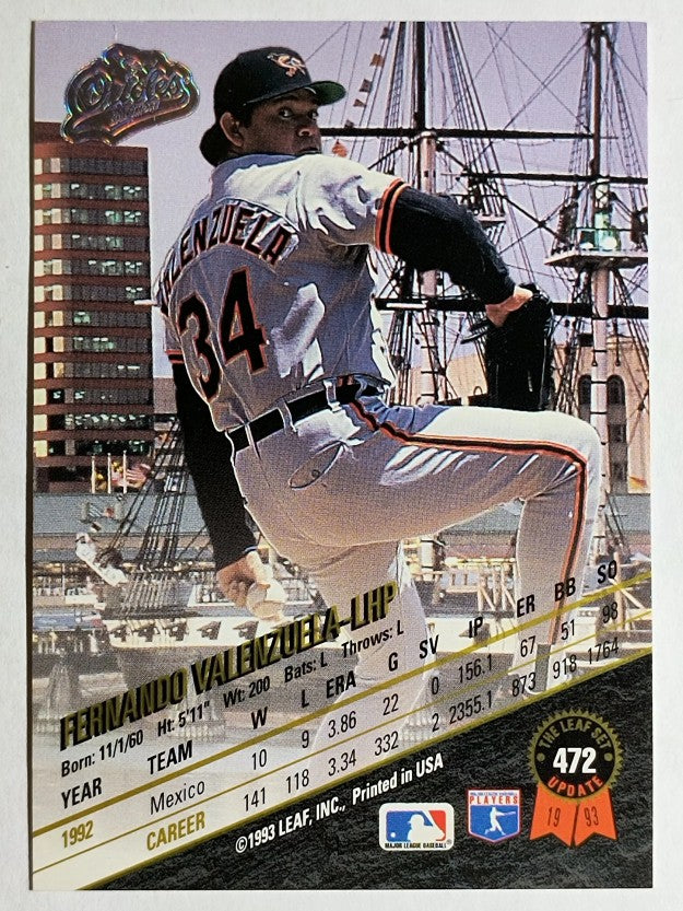1993 Leaf #472 Fernando Valenzuela