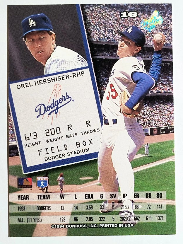 1994 Leaf #16 Orel Hershiser