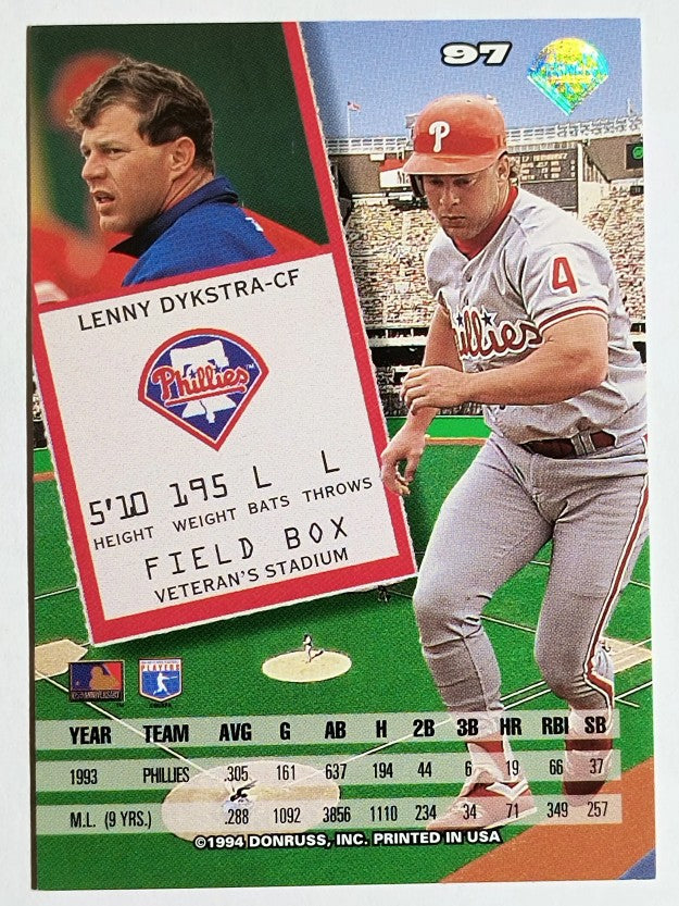 1994 Leaf #97 Lenny Dykstra