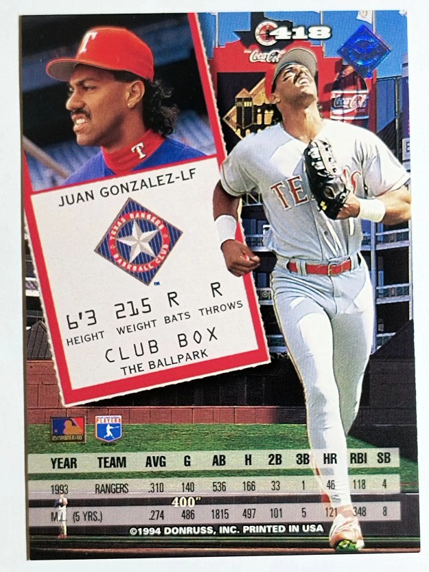1994 Leaf #418 Juan Gonzalez