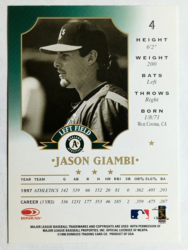1998 Leaf #4 Jason Giambi