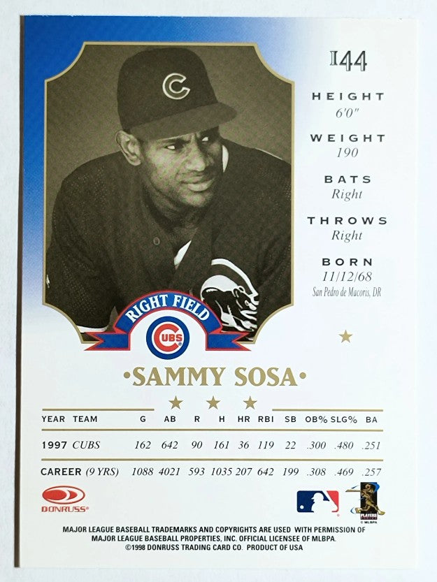 1998 Leaf #144 Sammy Sosa