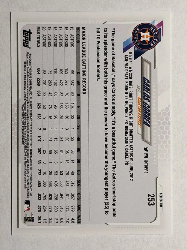 2021 Topps #253 Carlos Correa