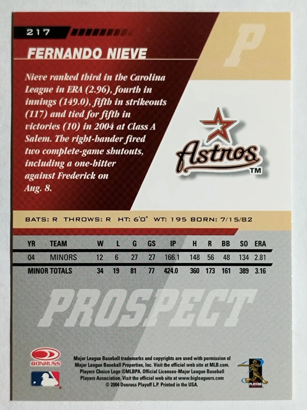 2005 Leaf #217 Fernando Nieve PROS