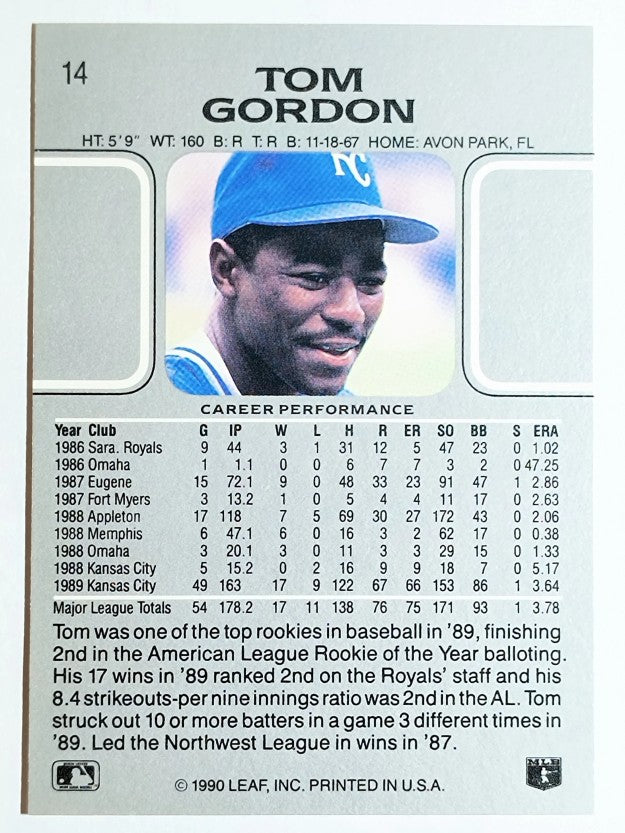 1990 Leaf #14 Tom Gordon