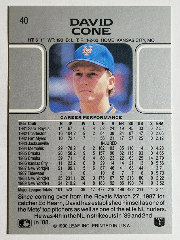 1990 Leaf #40 David Cone