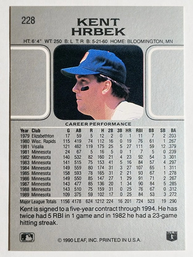 1990 Leaf #228 Kent Hrbek