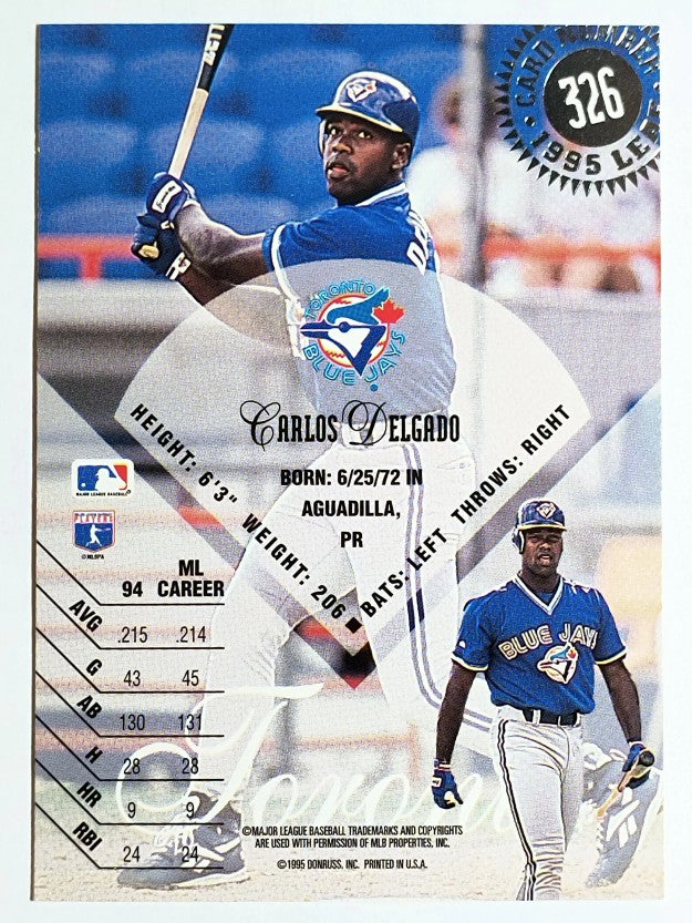 1995 Leaf #326 Carlos Delgado