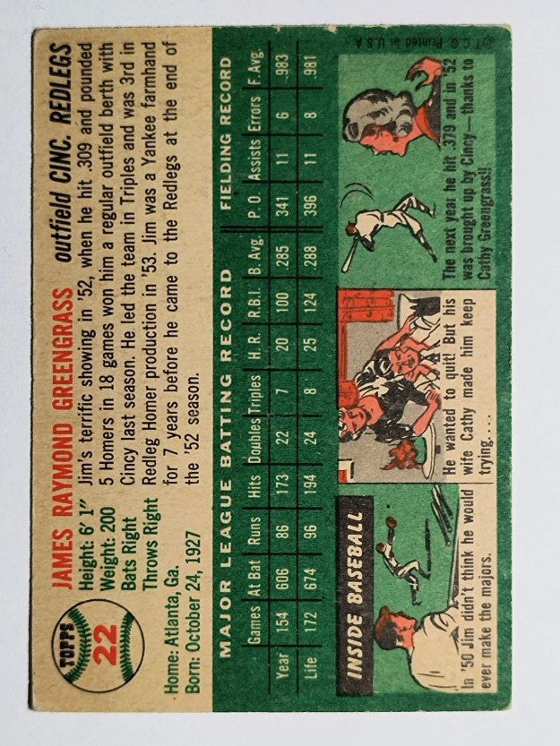 1954 Topps #22 Jim Greengrass (VGEX)