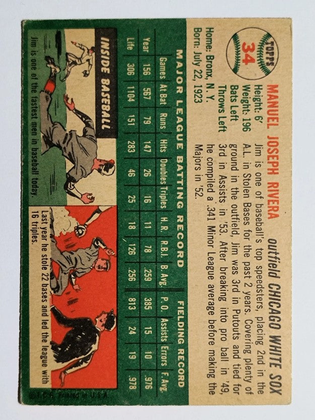 1954 Topps #34 Jim Rivera (VG)
