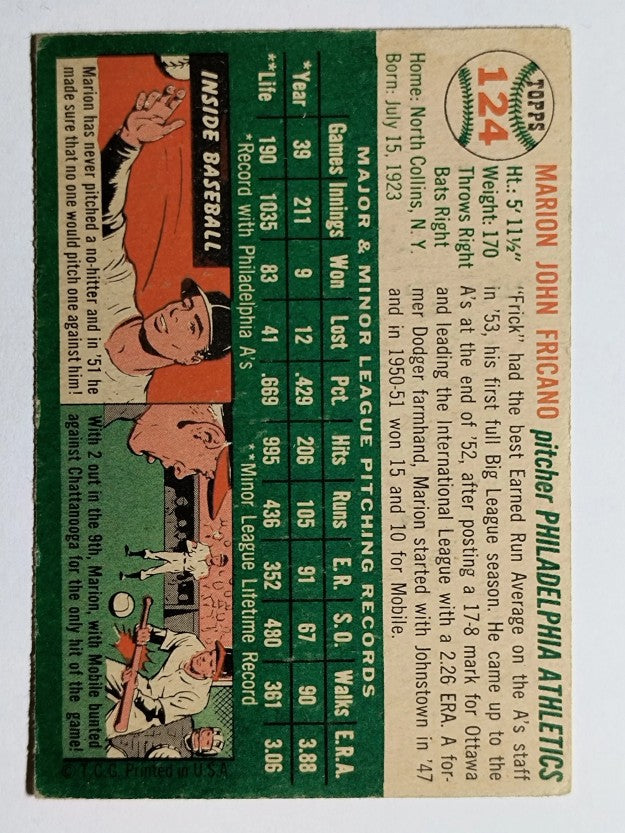 1954 Topps #124 Marion Fricano (VGEX)