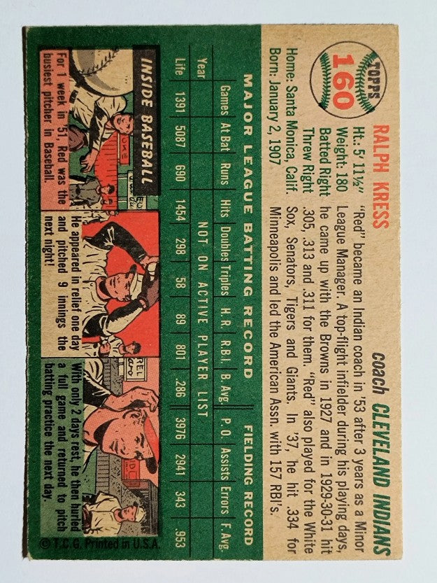 1954 Topps #160 Ralph Kress CO (EXMT)