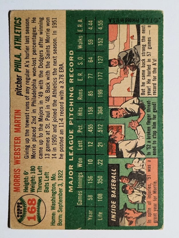 1954 Topps #168 Morrie Martin (VG)