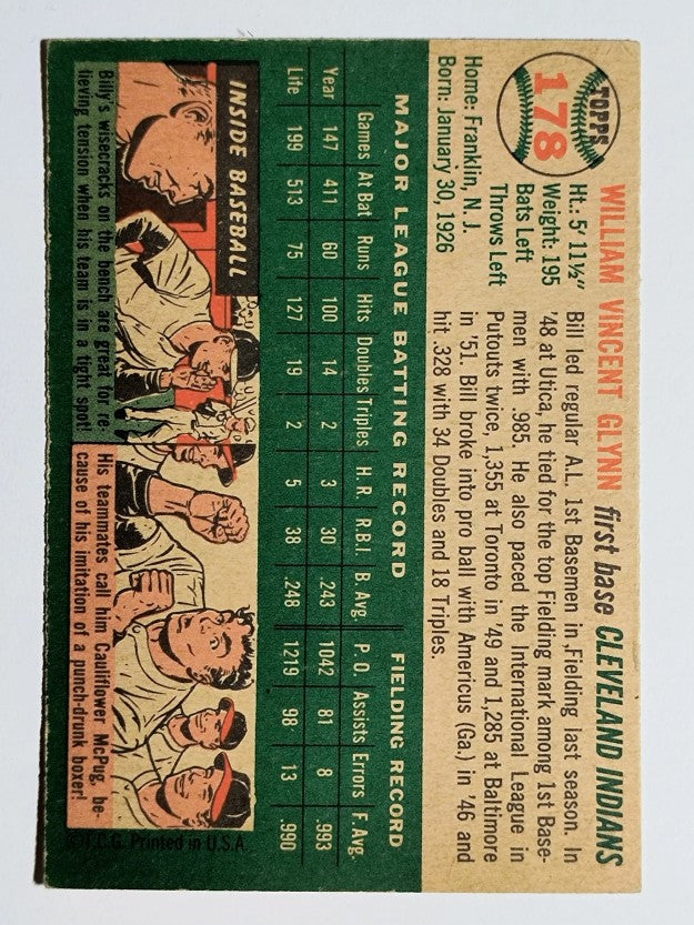 1954 Topps #178 Bill Glynn (EX)