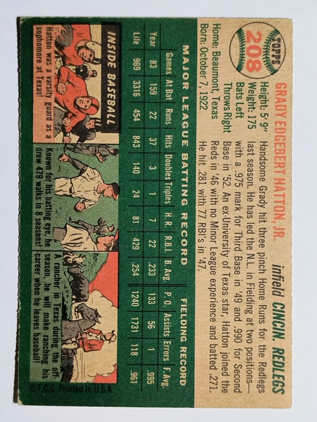 1954 Topps #208 Grady Hatton (EX)