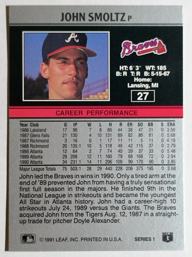 1991 Leaf #27 John Smoltz