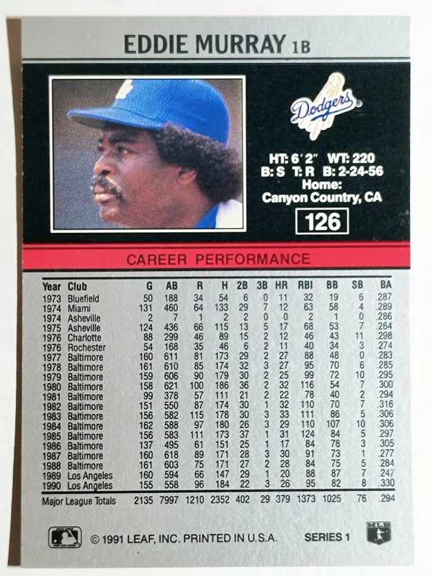 1991 Leaf #126 Eddie Murray